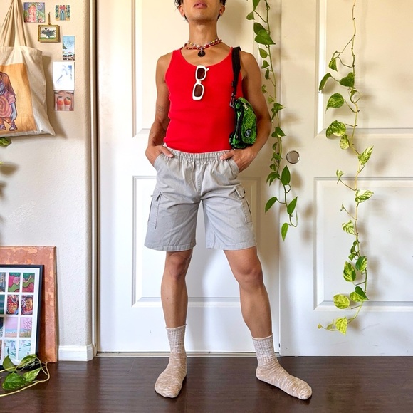 Vintage Gray Khaki Cargo Shorts - Picture 2 of 6